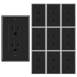 Decorator Receptacle Outlet Black 10Pack