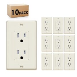 Decorator Receptacle Outlet Ivory 15A 10Pack