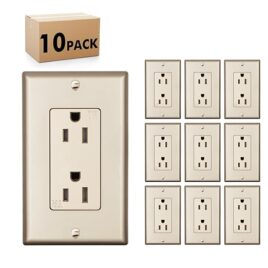 Decorator Receptacle Outlet Golden 15A 10Pack